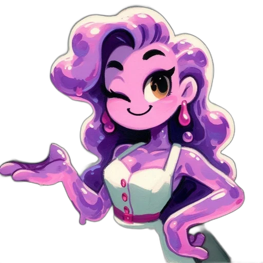 staff, creature, dress, hair, pixel art, concept art, cartoon, watercolor transparent PNG cut-out
