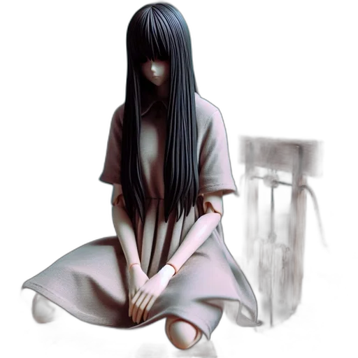 dress, hair, creature, mask, concept art, anime, photorealistic, fantasy art transparent PNG cut-out