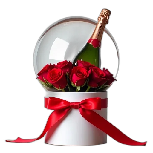 transparent, glass, sphere, red, ribbon, tied, around, placed transparent PNG cut-out