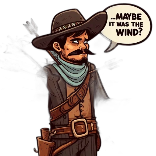 staff, hat, comic book art, concept art, fantasy art, pixel art, outlaw, figure transparent PNG cut-out