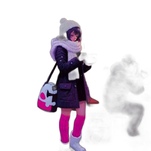 jacket, mask, robot, hat, concept art, 3d render, vaporwave, pixel art transparent PNG cut-out