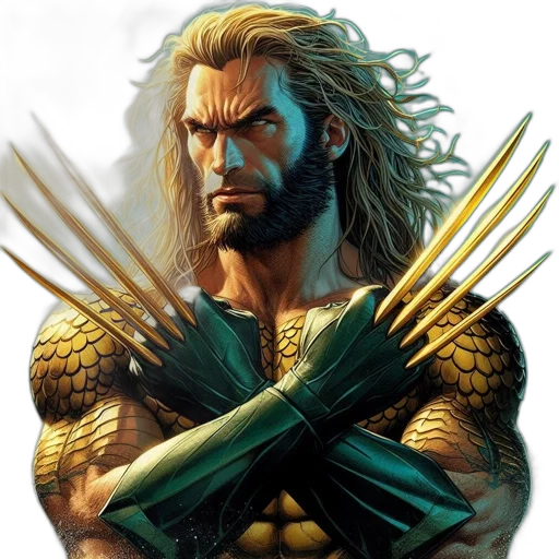 sword, weapon, fantasy art, comic book art, concept art, pixel art, wolverine-like, figure transparent PNG cut-out