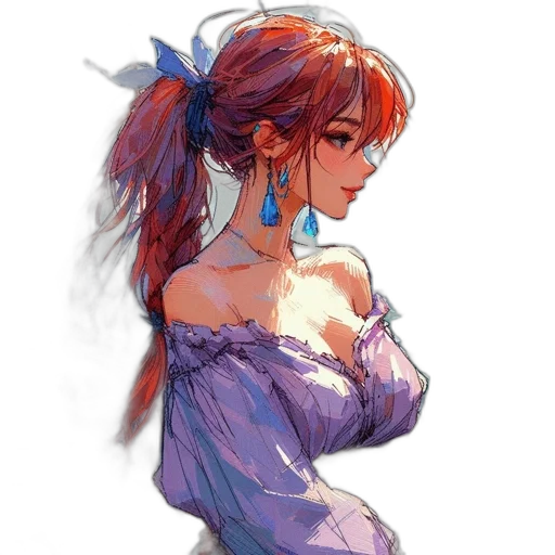 dress, jewelry, crown, face, watercolor, concept art, fantasy art, anime transparent PNG cut-out