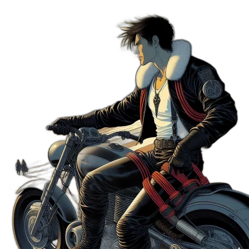 jacket, comic book art, concept art, cartoon, photorealistic, neon lights, red, dark transparent PNG cut-out