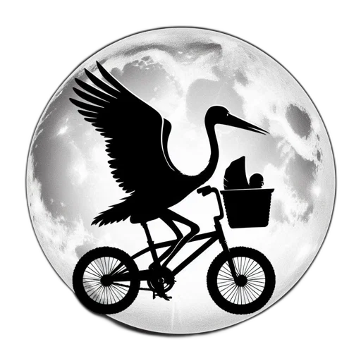 fantasy art, cartoon, concept art, pixel art, stylized, silhouette, bird-riding, bicycle transparent PNG cut-out