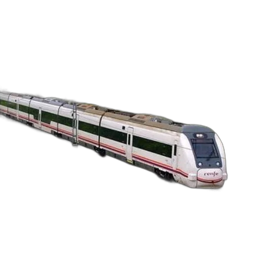 3d render, photorealistic, modern, train, word, renfe, front, travels transparent PNG cut-out