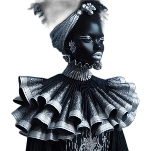 dress, crown, mask, jewelry, concept art, photorealistic, fantasy art, 3d render transparent PNG cut-out