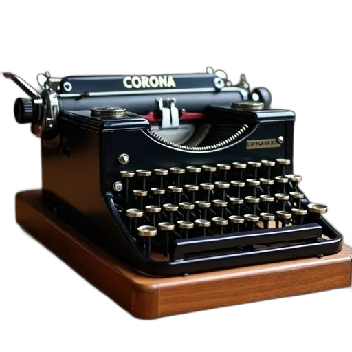 furniture, jewelry, weapon, crown, 3d render, photorealistic, vintage, typewriter transparent PNG cut-out