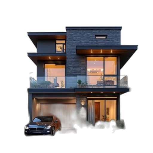 building, car, furniture, 3d render transparent PNG cut-out