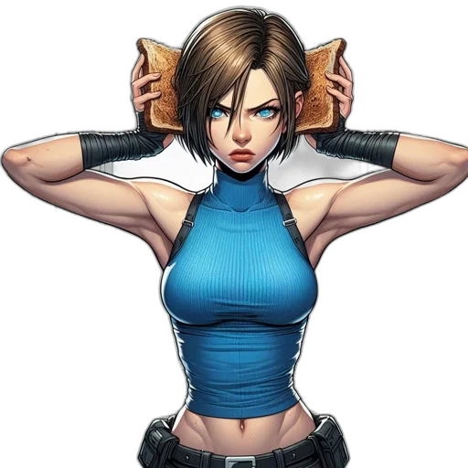 comic book art, concept art, cyberpunk, pixel art, animated, woman, short, brown transparent PNG cut-out