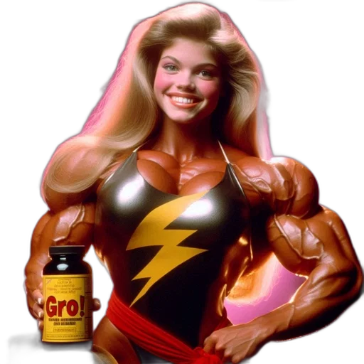 robot, animal, comic book art, photorealistic, woman, muscular, physique, blonde transparent PNG cut-out