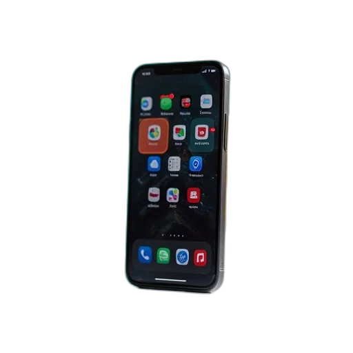 3d render, modern, smartphone, black, screen, displaying, various, app transparent PNG cut-out