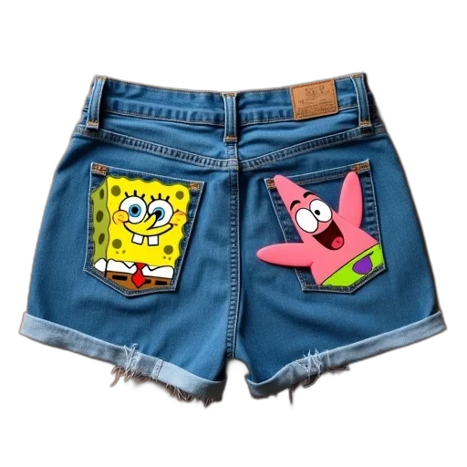 jacket, 3d render, neon, pair, blue, denim, shorts, cartoon transparent PNG cut-out