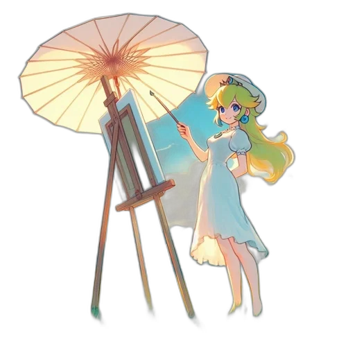 umbrella, staff, dress, weapon, concept art, anime, watercolor, pixel art transparent PNG cut-out