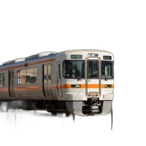 3d render, photorealistic, white, orange, train, number, 113, front transparent PNG cut-out