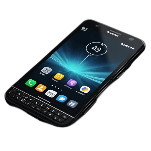 black, smartphone, large, screen, displaying, clock, various, app transparent PNG cut-out