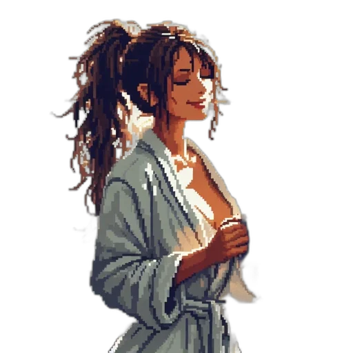 dress, jewelry, jacket, staff, pixel art, concept art, oil painting, photorealistic transparent PNG cut-out