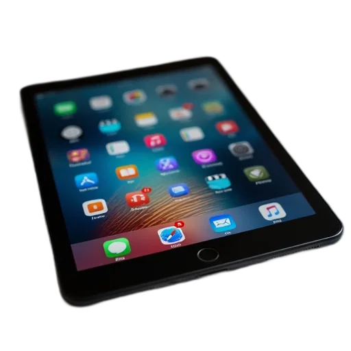 modern, tablet, black, screen, displaying, various, colorful, app transparent PNG cut-out