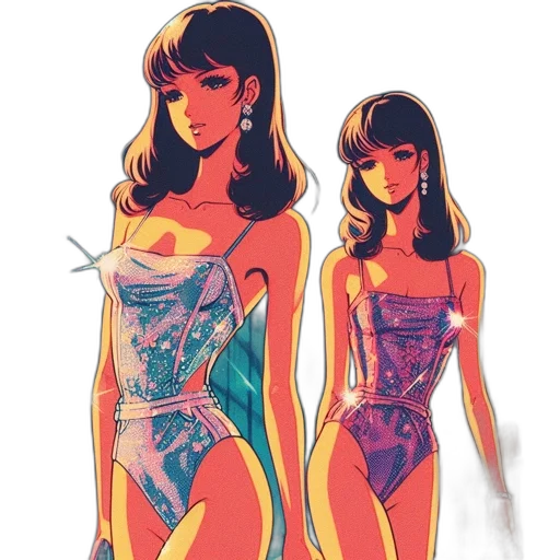dress, jewelry, vaporwave, concept art, comic book art, anime, neon lights, pastel transparent PNG cut-out
