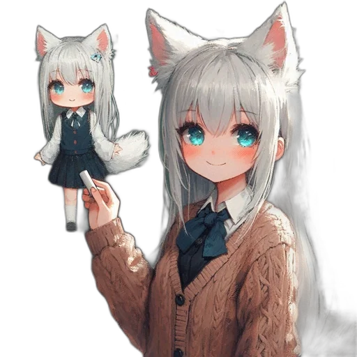 creature, staff, animal, jacket, anime, pixel art, concept art, fantasy art transparent PNG cut-out