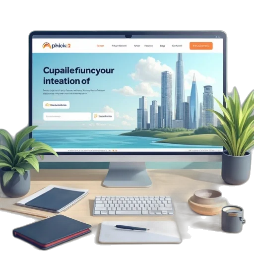 landing, page, business, flat, image, desk transparent PNG cut-out