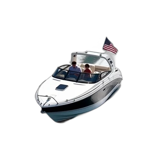 white, speedboat, black, stripe, speeding, across, water, leaving transparent PNG cut-out