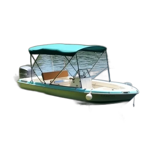 furniture, car, 3d render, photorealistic, small, white, blue, motorboat transparent PNG cut-out