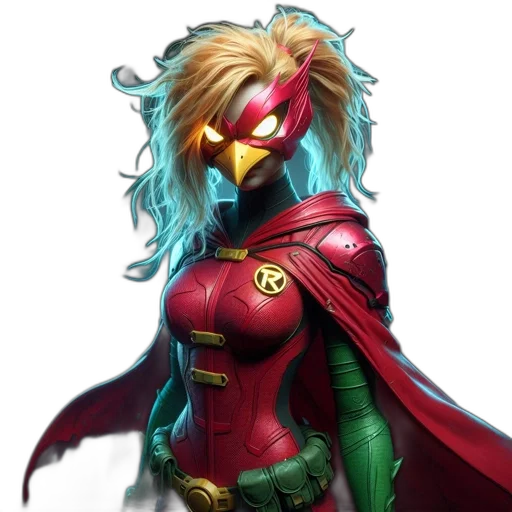 mask, concept art, comic book art, fantasy art, cyberpunk, character, vibrant, red transparent PNG cut-out