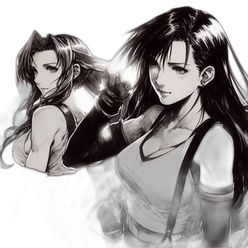 anime, concept art, comic book art, fantasy art, fire, monochrome, dark, two transparent PNG cut-out