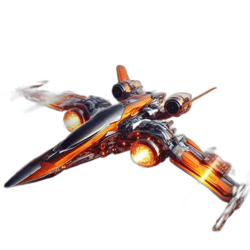 weapon, sword, robot, dragon, 3d render, concept art, outer space, orange transparent PNG cut-out
