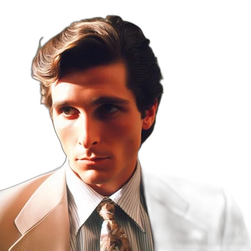 face, jacket, hair, photorealistic, cartoon, vaporwave, concept art, portrait transparent PNG cut-out