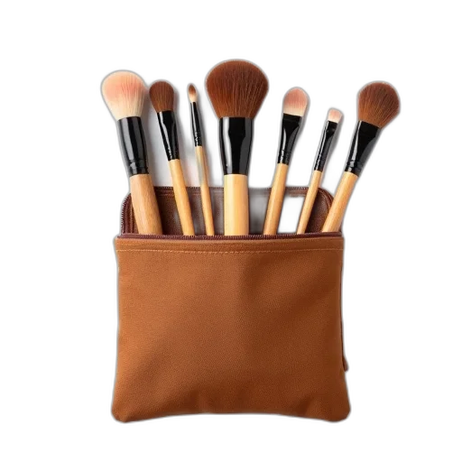 golden, earth tones, monochrome, set, makeup, brushes, displayed, brown transparent PNG cut-out