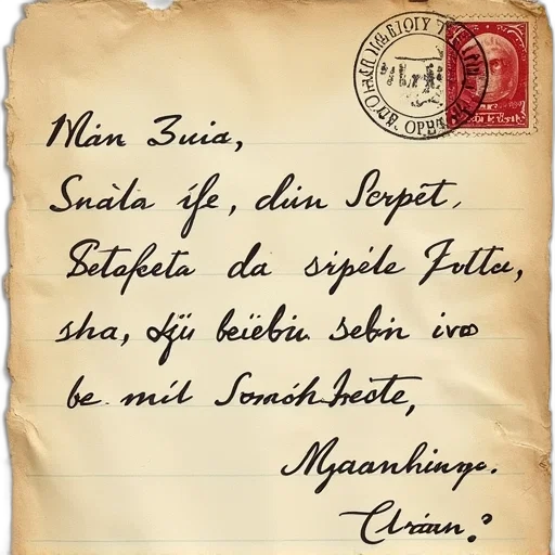 vintage, letter, handwritten, text, foreign, language, featuring, red transparent PNG cut-out