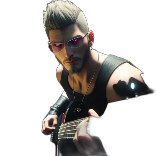 jacket, face, weapon, mask, cyberpunk, concept art, 3d render, photorealistic transparent PNG cut-out