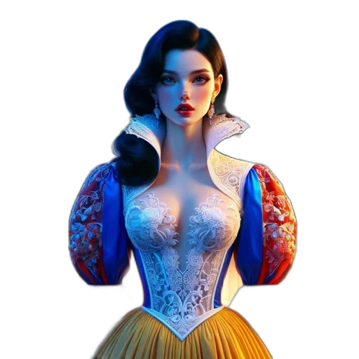dress, jacket, crown, concept art, 3d render, fantasy art, comic book art, blue transparent PNG cut-out