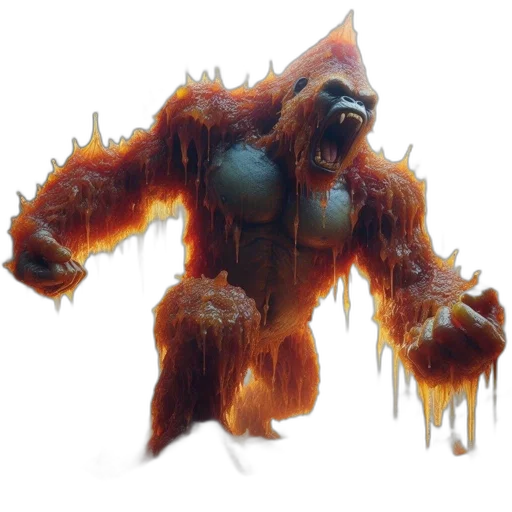 creature, animal, concept art, 3d render, comic book art, fantasy art, fiery, gorilla-like transparent PNG cut-out
