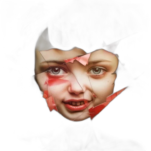 face, mask, photorealistic, concept art, 3d render, pixel art, red, abstracted transparent PNG cut-out