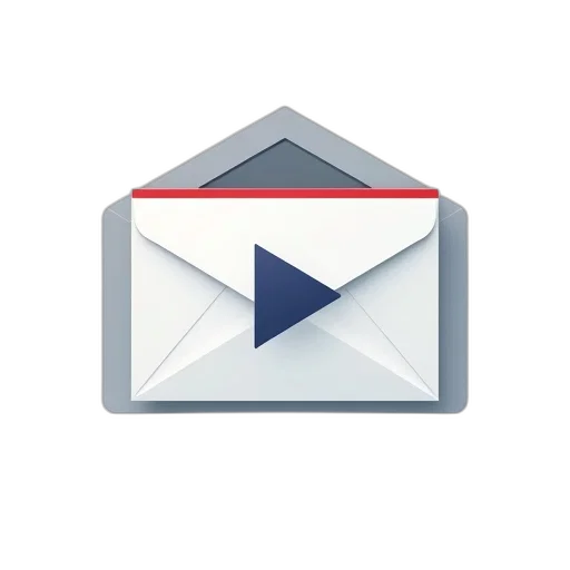 3d render, stylized, icon, envelope, red, blue, stripe, top transparent PNG cut-out