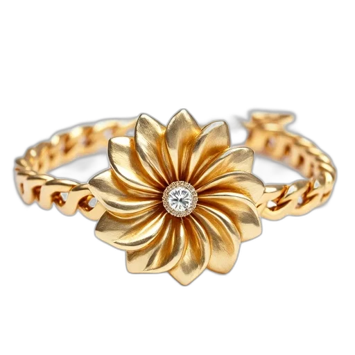 jewelry, flower, crown, golden, earth tones, gold, chain, bracelet transparent PNG cut-out
