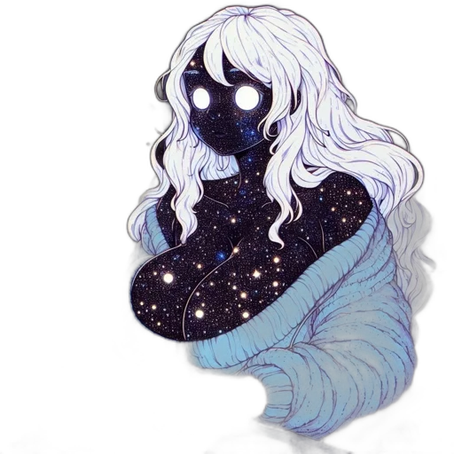 mask, jacket, hair, dress, concept art, pixel art, vaporwave, fantasy art transparent PNG cut-out