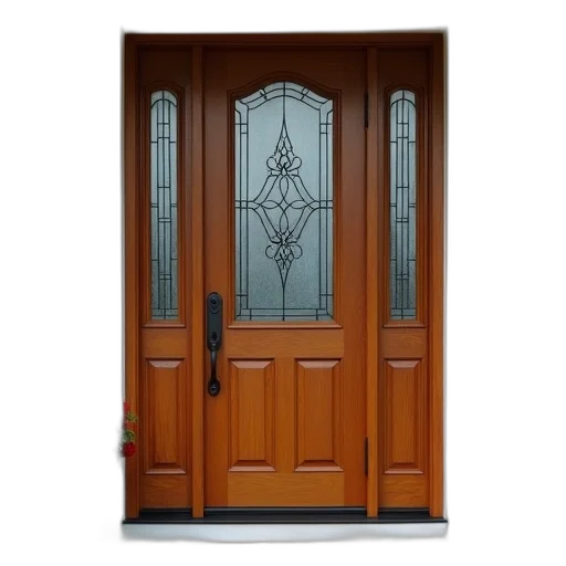 furniture, 3d render, photorealistic, brown, wooden, front, door, glass transparent PNG cut-out
