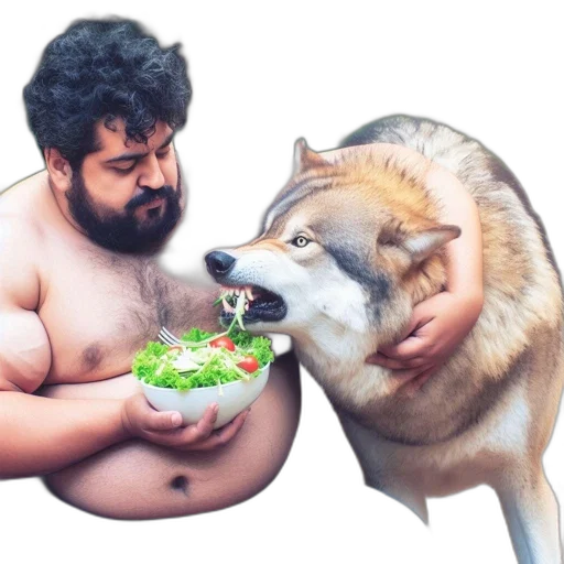 food, animal, creature, concept art, photorealistic, man, thick, beard transparent PNG cut-out