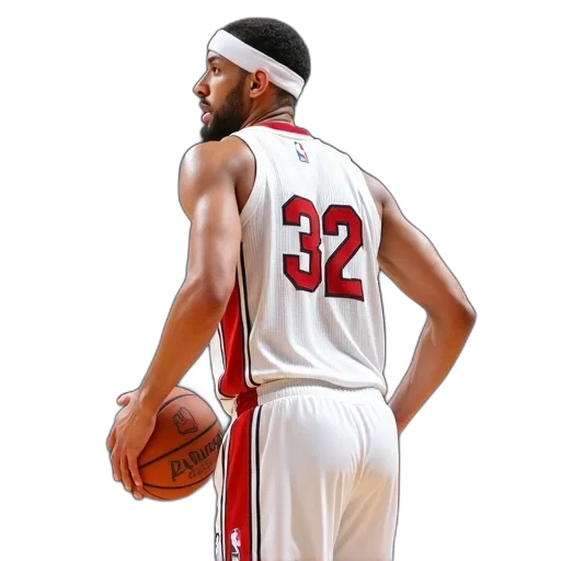 basketball, player, white, uniform, number, back, dribbling, court transparent PNG cut-out