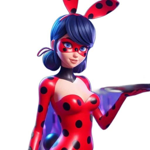 dress, concept art, 3d render, comic book art, cartoon, anthropomorphic, ladybug, character transparent PNG cut-out