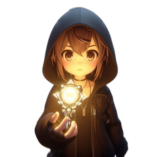 jacket, staff, weapon, crown, pixel art, anime, concept art, 3d render transparent PNG cut-out