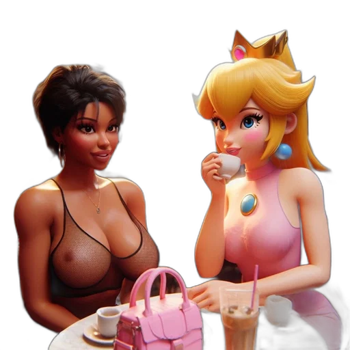 food, dress, 3d render, concept art, vaporwave, pixel art, two, diverse transparent PNG cut-out