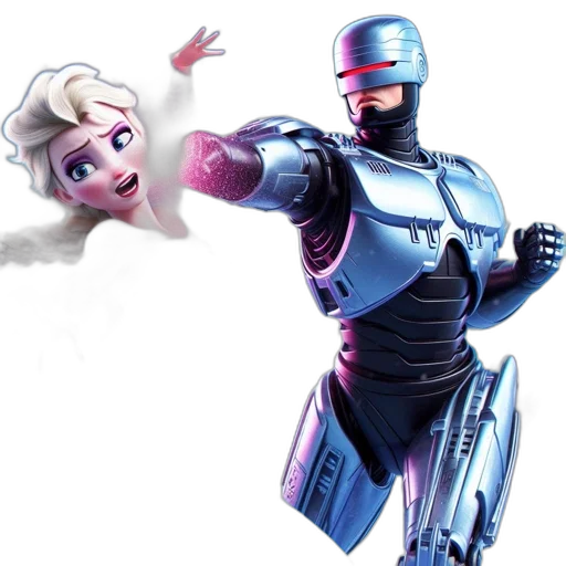 robot, concept art, 3d render, comic book art, cartoon, elsa, frozen, faces transparent PNG cut-out