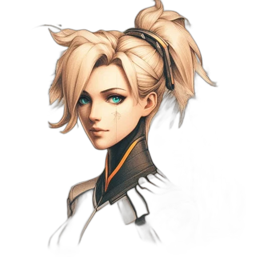 staff, hair, face, weapon, concept art, pixel art, fantasy art, 3d render transparent PNG cut-out
