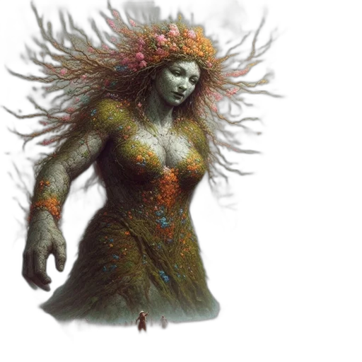 creature, hair, dress, concept art, fantasy art, 3d render, photorealistic, immense transparent PNG cut-out