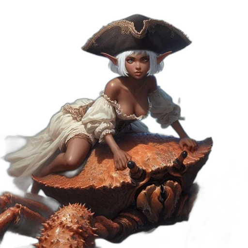 hat, concept art, fantasy art, photorealistic, 3d render, underwater, beach, elfin transparent PNG cut-out
